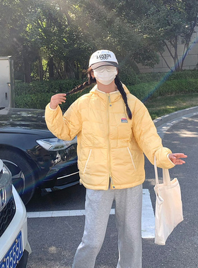 mostwanted 彩虹印花户外羽绒服男冬季情侣连帽短款羽绒外套女