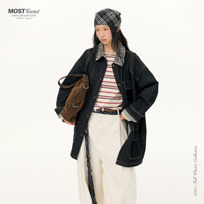 mostwanted原牛手工钩针领谷仓牛仔夹克巴恩风工装大廓形外套26春