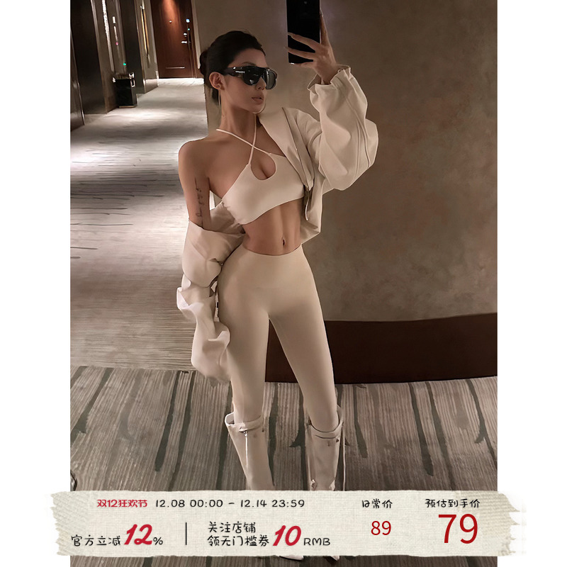 福尔尼斯悦 短款连帽外套女2025早秋新款白色卫衣皮衣宽松上衣