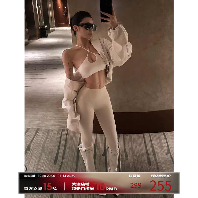 福尔尼斯悦 短款连帽外套女2025早秋新款白色卫衣皮衣宽松上衣