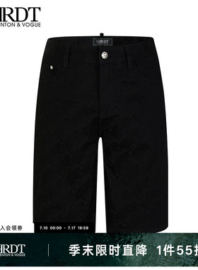 ORRDT澳林丹顿男装黑色直筒潮流牛仔短裤男夏季新款裤子A38E1708
