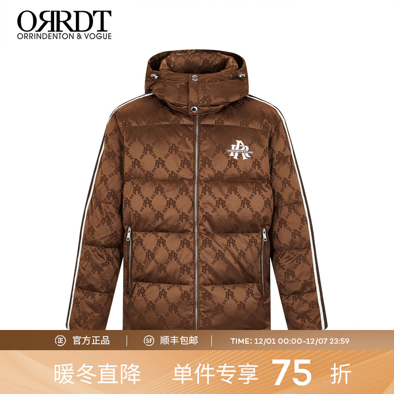 ORRDT澳林丹顿秋冬新款老花羽绒服男士连帽休闲保暖外套A25G2867