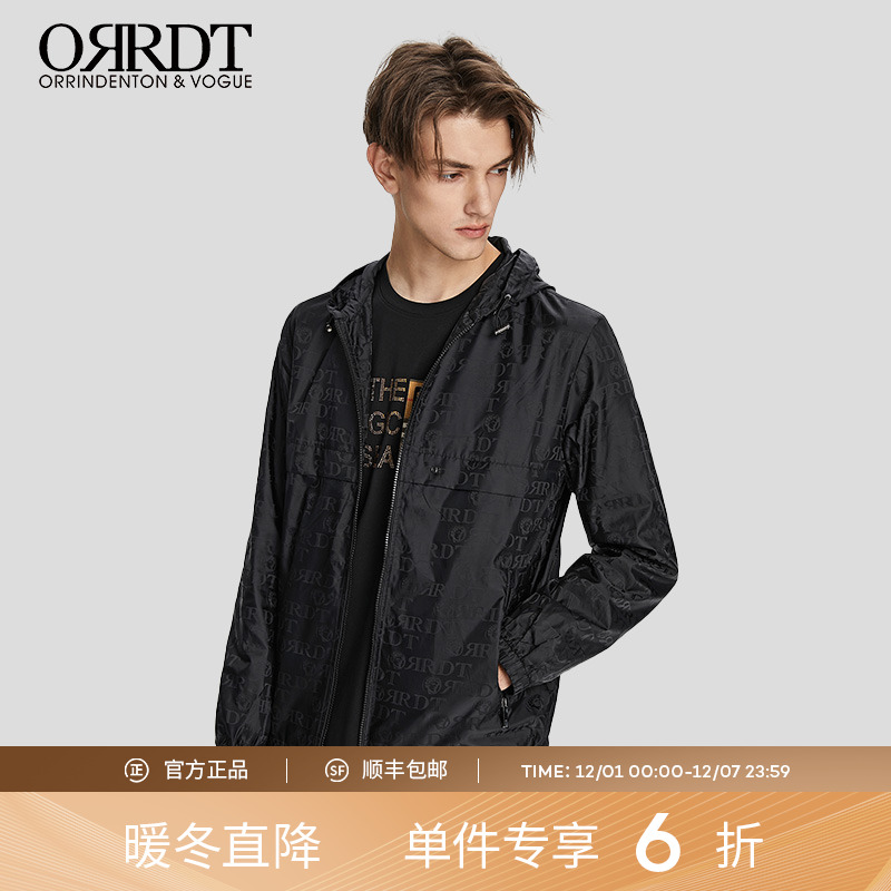 澳林丹顿男装休闲字母夹克男
