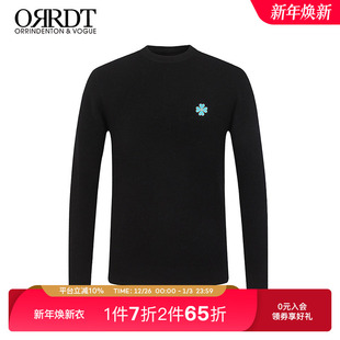A09D2012K 男秋冬新款 ORRDT澳林丹顿男装 圆领刺绣100%羊毛针织衫
