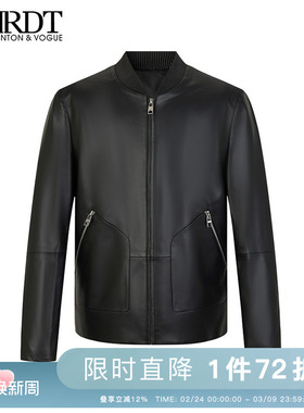 ORRDT澳林丹顿男装秋冬新品潮流时尚真皮黑色皮衣男A29E2020K