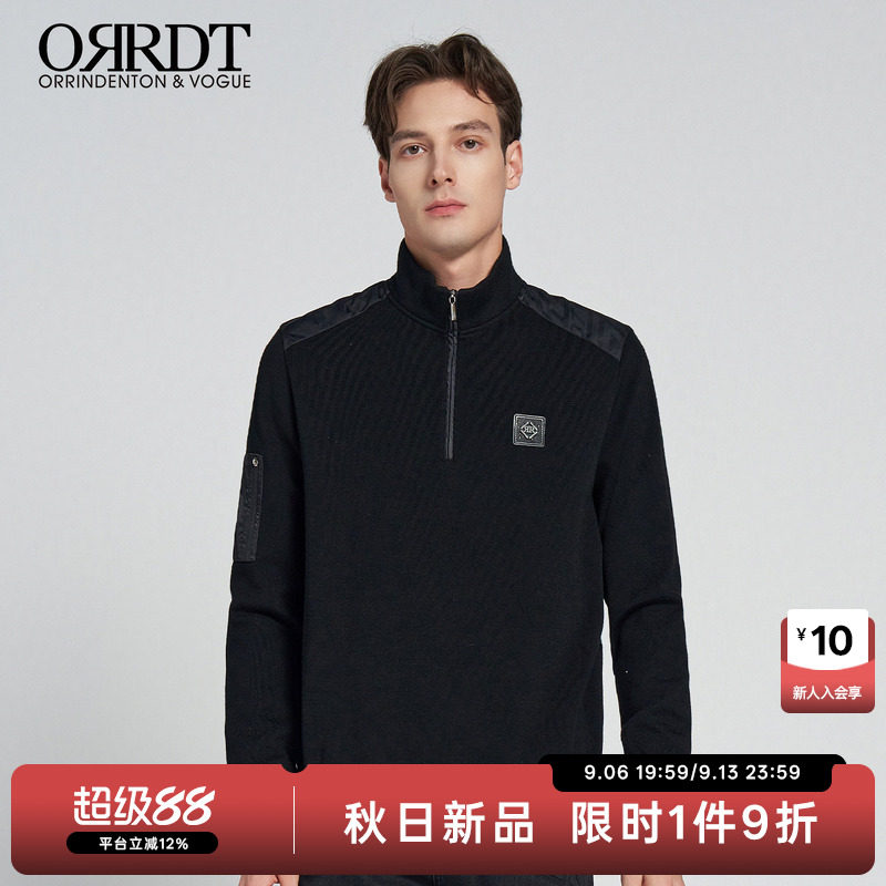 ORRDT秋冬新款男士半拉链针织衫
