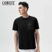 男休闲青年春夏圆领宽松贴章商务 T恤新款 ORRDT澳林丹顿男装 短袖