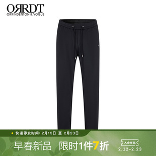 ORRDT男士黑色系带休闲裤简约修身小脚裤舒适极简风