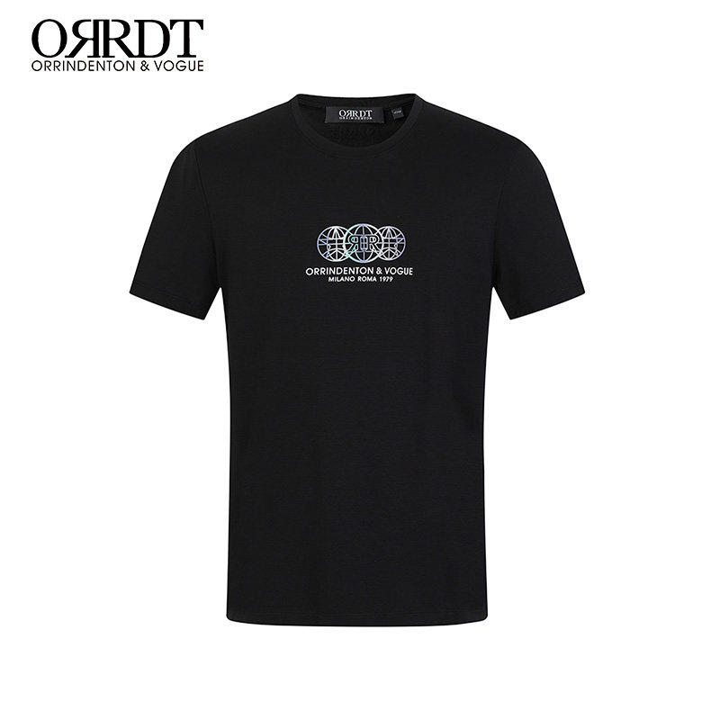 ORRDT短袖T恤衣服新款男休闲青年春夏圆领薄款修身刺绣青春活力