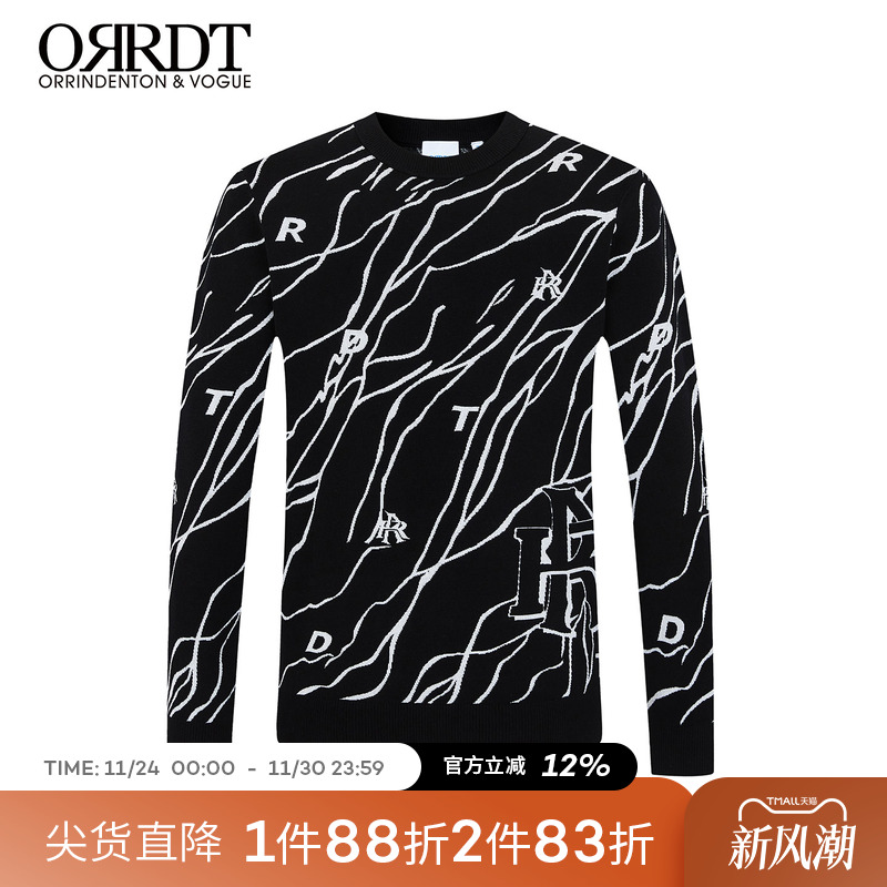 ORRDT秋冬新款男士圆领羊毛衫
