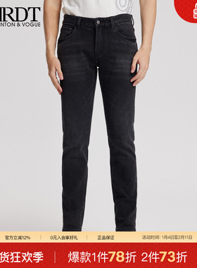 ORRDT澳林丹顿潮流黑色磨毛牛仔裤男秋冬新款直筒裤男A37E2449