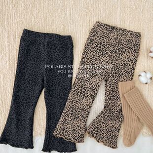 外穿长裤 2026童装 女童洋气百搭休闲裤 豹纹显瘦喇叭裤 潮0015 春夏季