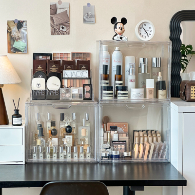 高级感化妆品收纳盒防尘大容量