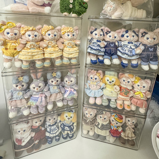 迪士尼挂件收纳盒亚克力玲娜贝儿展示盒透明防尘盒搪胶娃娃陈列柜