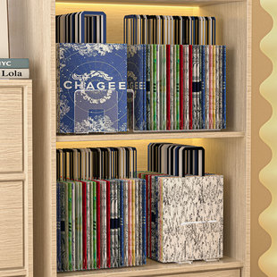 纸袋收纳神器奶茶袋子整理盒分格大容量购物袋牛皮袋打包袋置物架