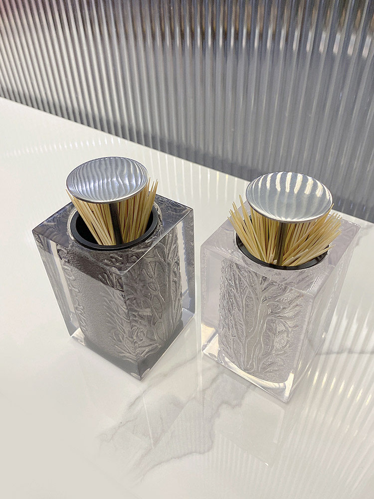 创意自动牙签盒北欧家用轻奢按压式餐厅不锈钢牙签筒便携牙签罐子