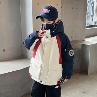 男童羽绒服冬季加厚2024新款儿童冬装大男孩工装派克外套痞帅炸街