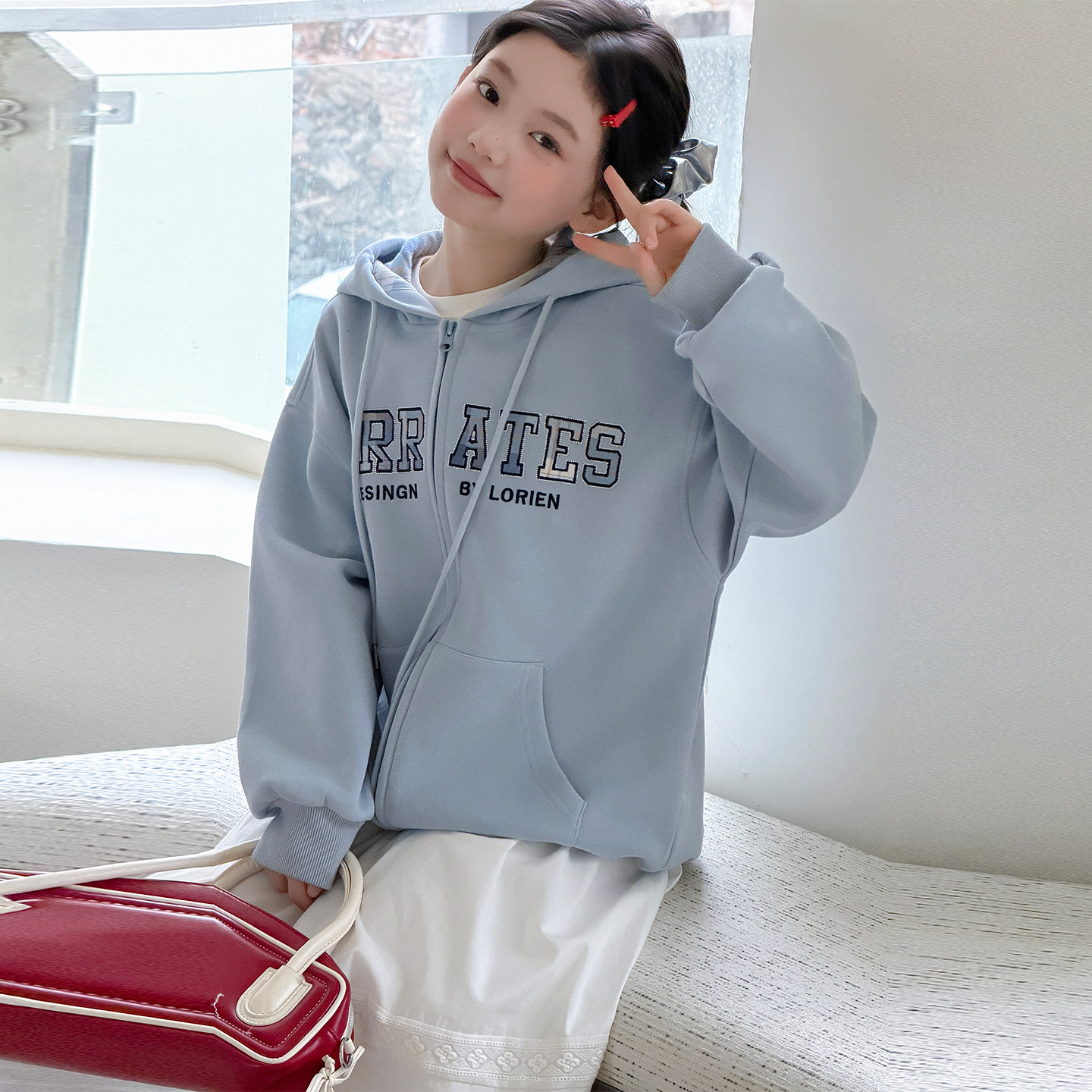 儿童装女童外套春款2026新款韩系洋气中大童连帽上衣运动开衫卫衣,童装/婴儿装/亲子装,卫衣/绒衫,淘宝优惠券,粉丝福利购,淘宝优惠卷