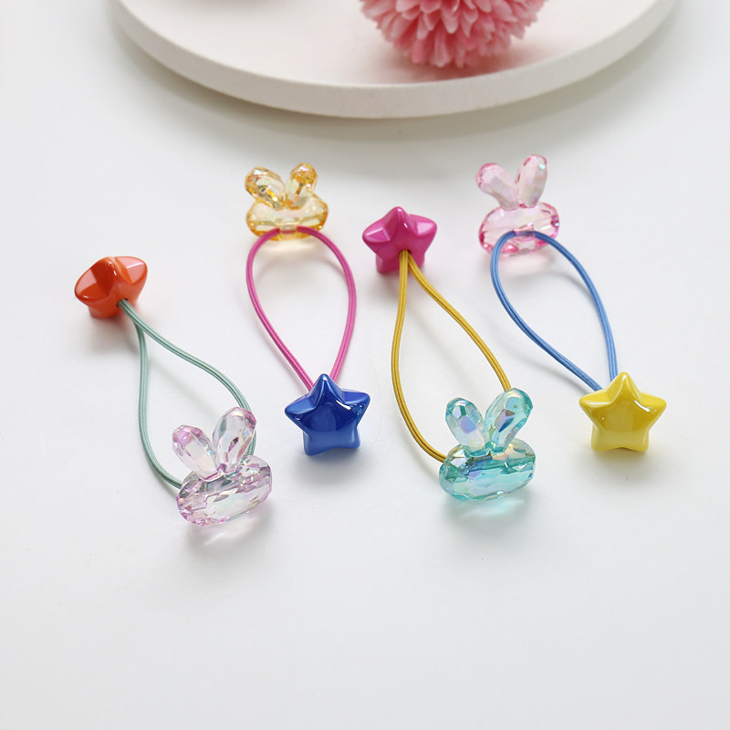 儿童橡皮筋清新透明兔子星星女孩扎头绳女童发圈高弹学生发饰头饰