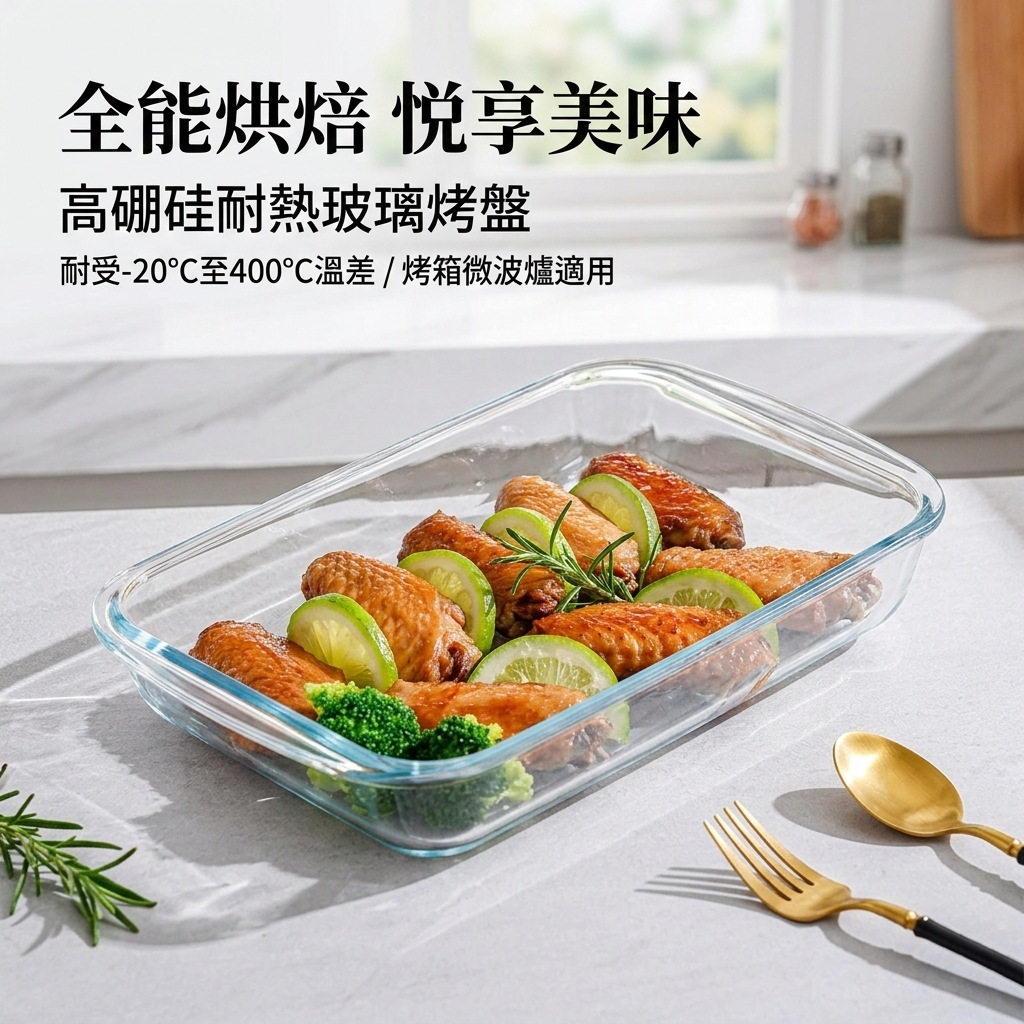 玻璃烤盘耐高温烤箱微波炉专用