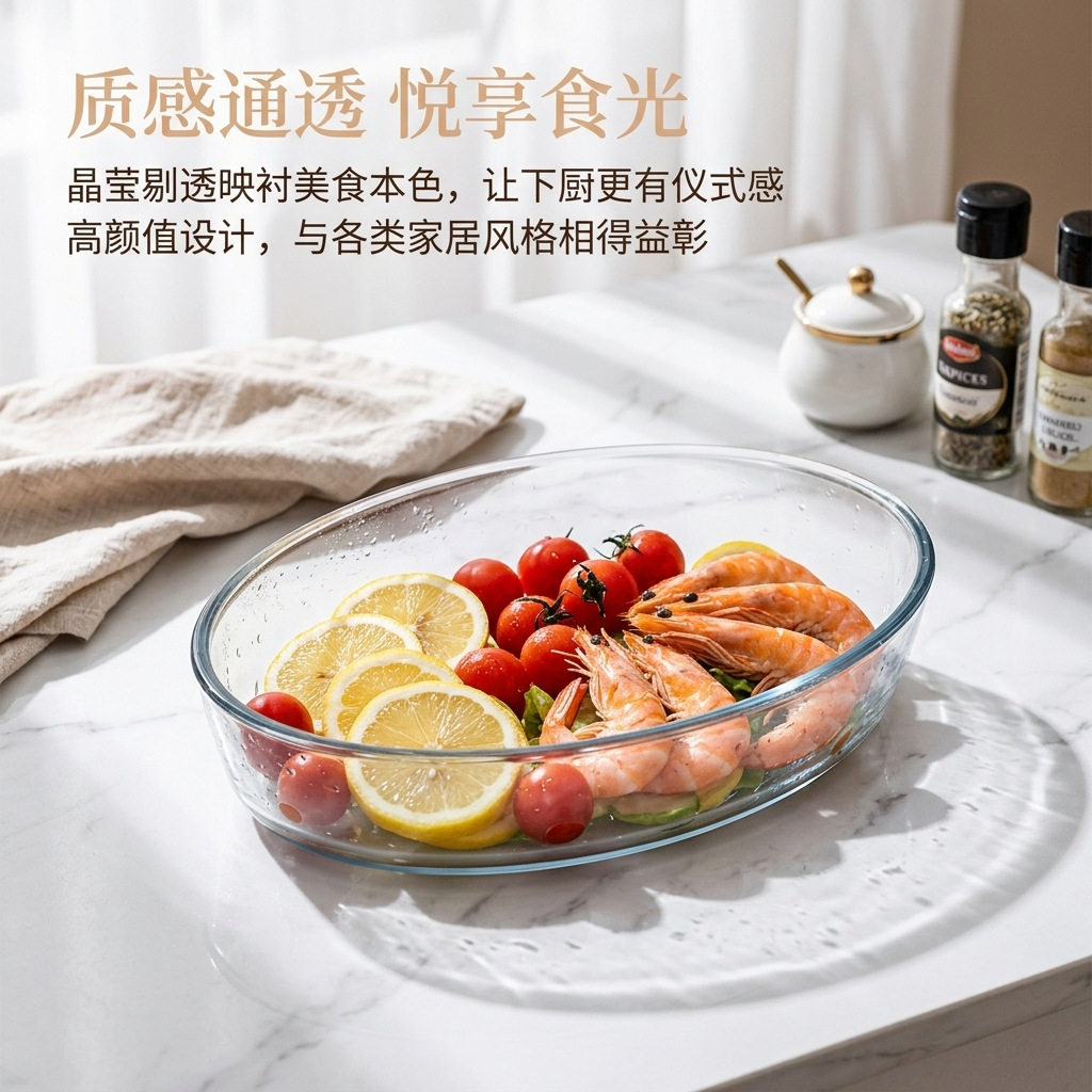 玻璃烤盘家用耐高温蒸鱼烤鱼专用