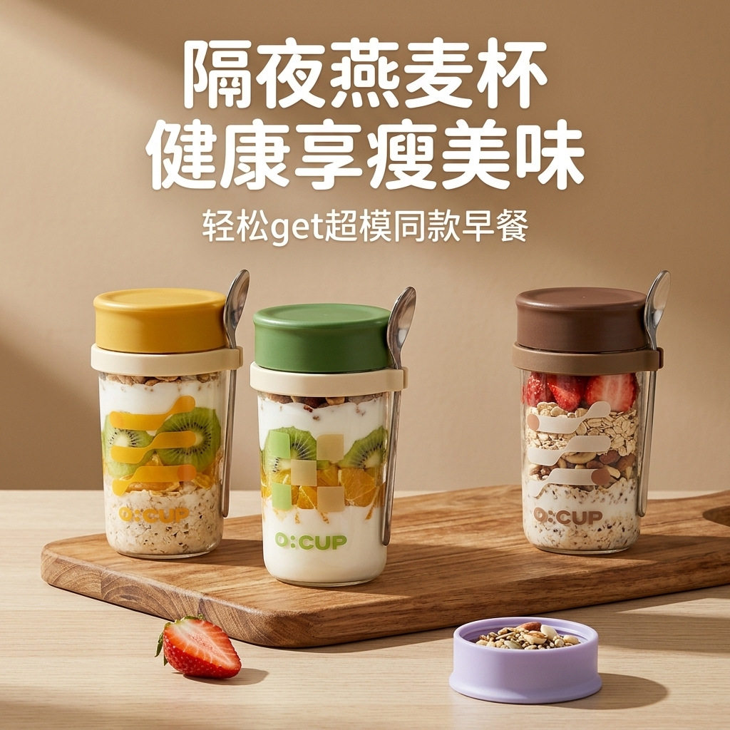 高颜值玻璃杯咖啡牛奶果汁燕麦
