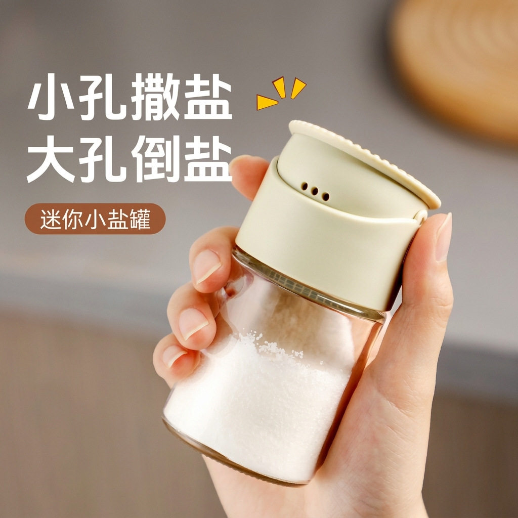 厨房双口径密封玻璃调味盐瓶盐