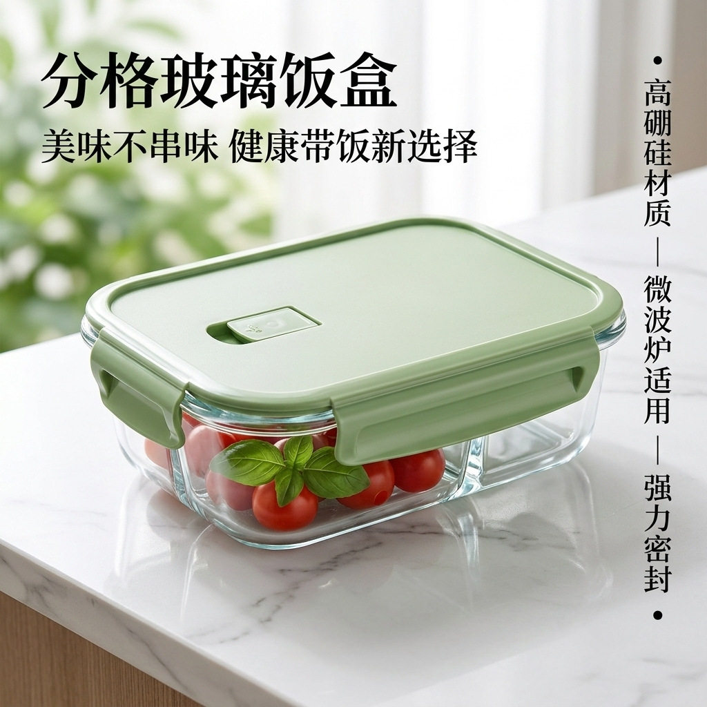 玻璃饭盒带盖密封保鲜便当碗适配