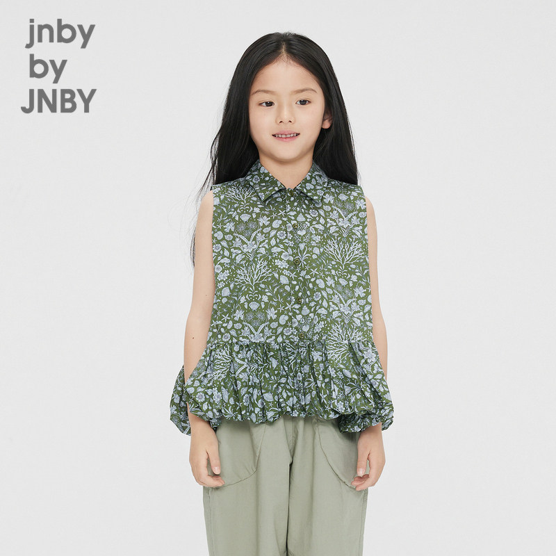 江南布衣童装无袖翻领衬衫花苞下摆可爱女童儿童上衣jnbybyjn