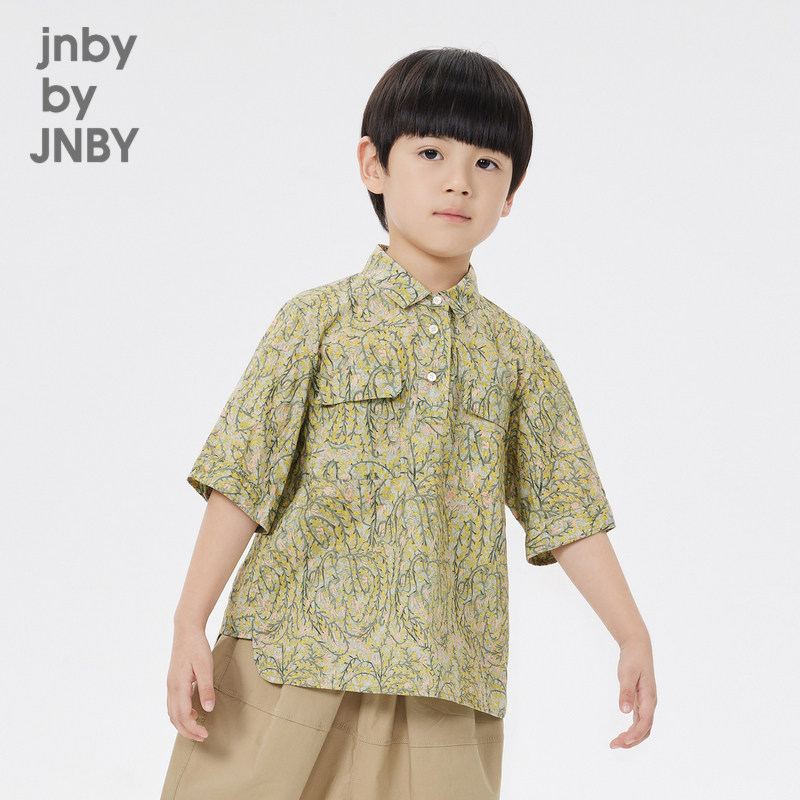 江南布衣童装春夏衬衫原创印花翻领短袖宽松男女童儿童jnbybyj