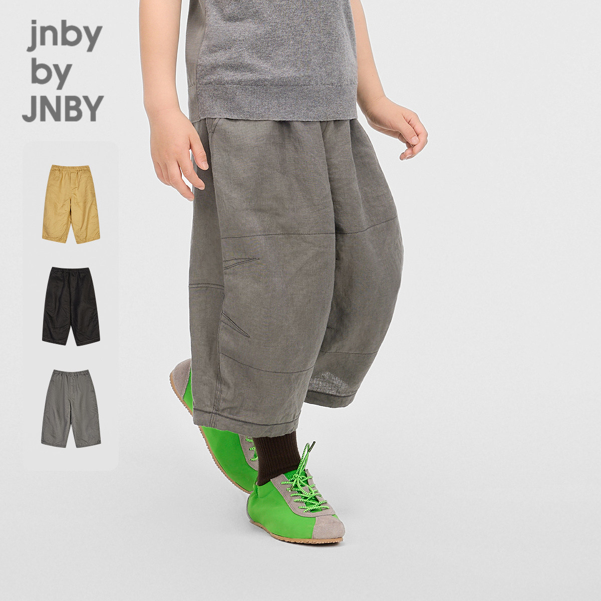 新款江南布衣童装宽松直筒七分裤清爽25夏男女童jnbybyjnb