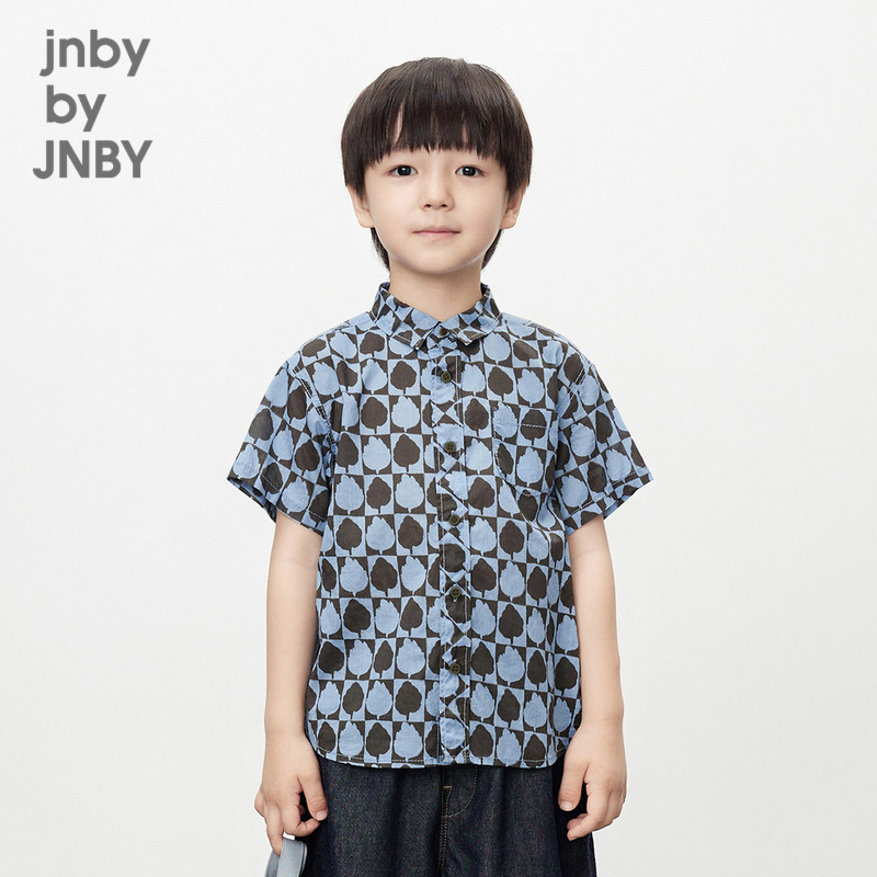 江南布衣童装短袖衬衫外套格纹撞色纯棉休闲夏男童儿童jnbybyj