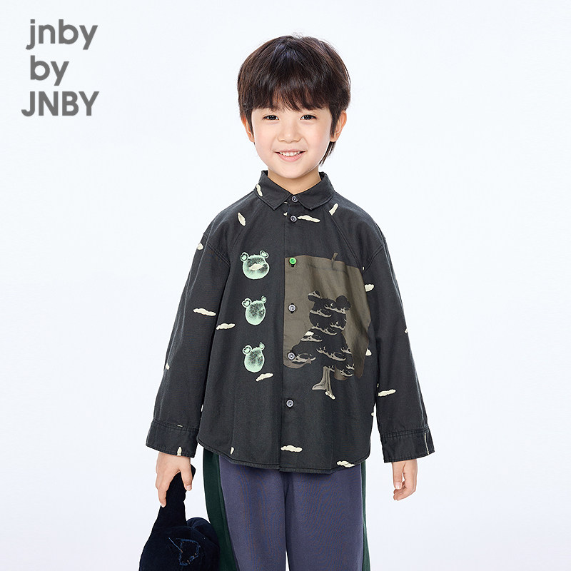 新款江南布衣童装长袖衬衫H型宽松25秋男童jnbybyjnby1