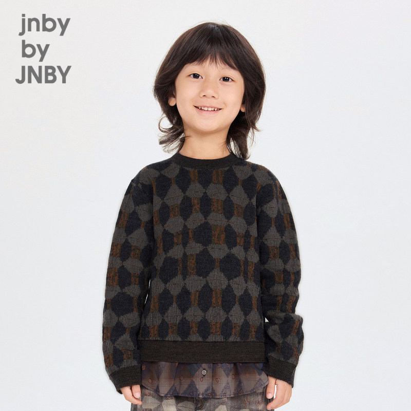 江南布衣童装假两件长袖套头针织衫秋冬男女童儿童上衣jnbybyj