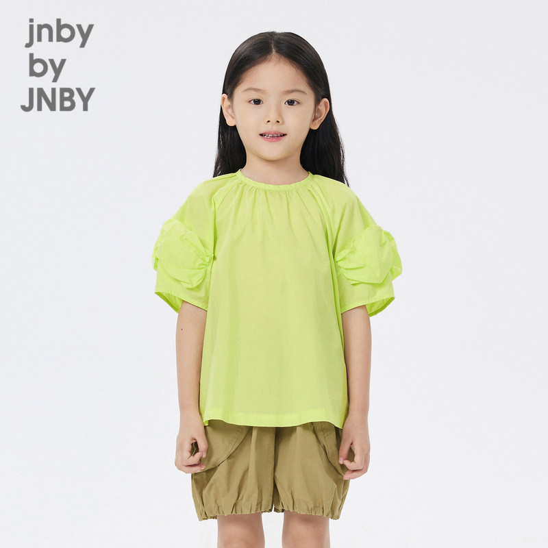 江南布衣童装春夏泡泡袖短袖衬衫休闲宽松女童儿童上衣jnbybyj