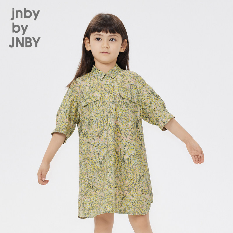 江南布衣童装春夏衬衫领连衣裙女童儿童轻薄印花裙子jnbybyjnby