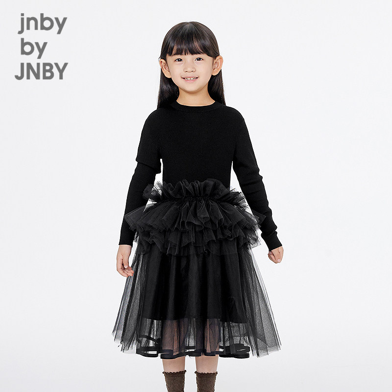 新款江南布衣童装长袖A型毛衫连衣裙舒适折扣25春女童jnbybyjnby