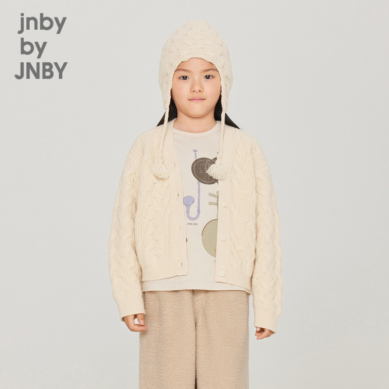 江南布衣童装秋冬绵羊毛开衫麻花毛衣外套保暖女童儿童jnbybyj
