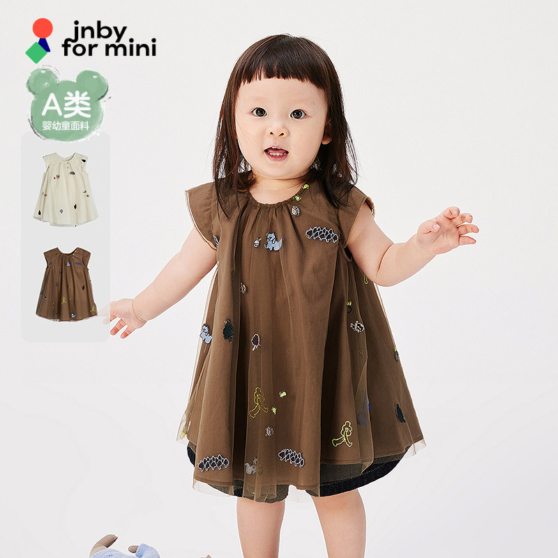 江南布衣婴童短袖连衣裙原创网纱绣花休闲夏女童婴儿jnbybyjn
