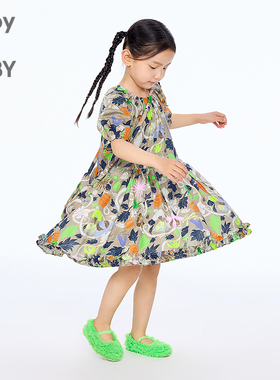 新款江南布衣童装短袖连衣裙A型圆领25秋女童jnbybyjnby1P7G11230