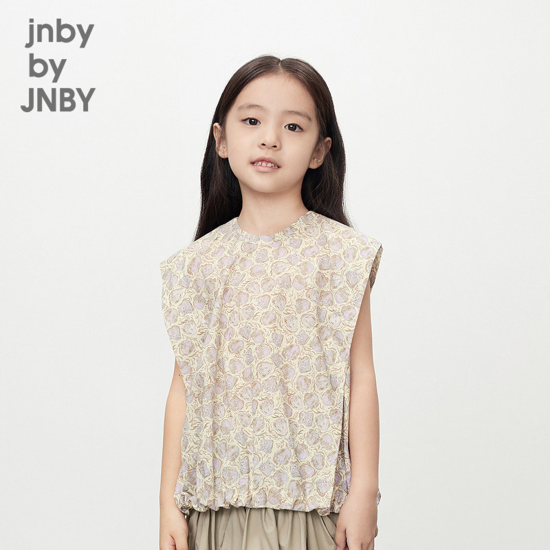江南布衣童装无袖衬衫圆领纯棉原创印花休闲夏女童儿童jnbybyj