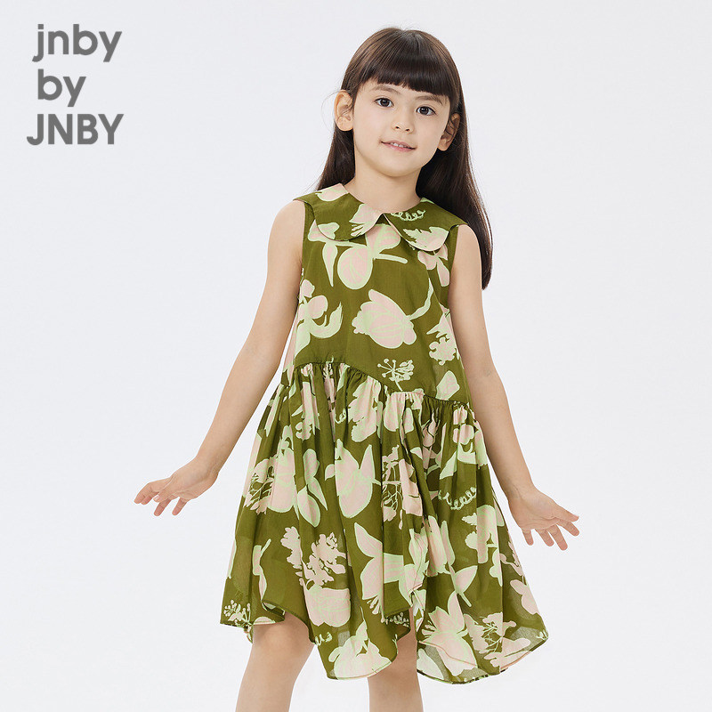 江南布衣童装浪漫印花连衣裙无袖圆领女童俏皮公主裙jnbybyjn