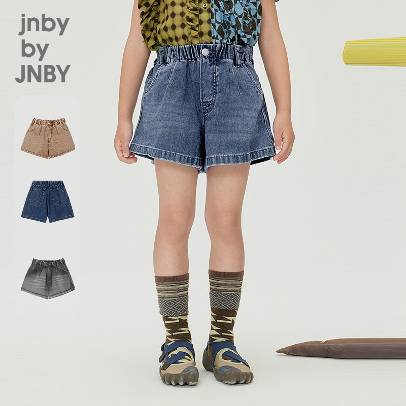 江南布衣童装牛仔裤喇叭裤短裤彩色简约休闲夏女童儿童jnbybyj