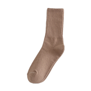 袜子女秋冬高橡筋中筒女袜日系咖色ins风长筒女式潮流棉袜黑白袜