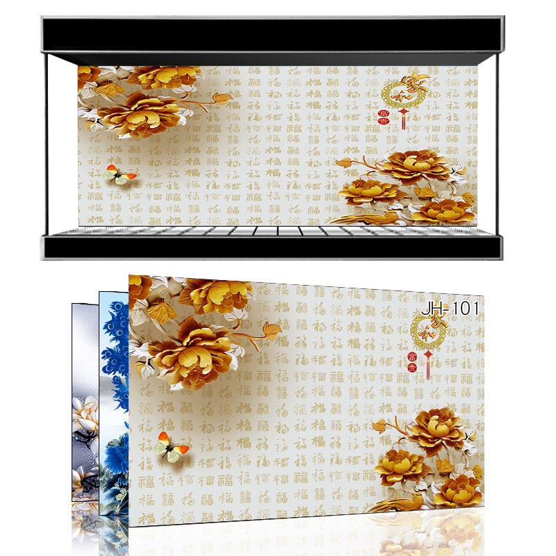 美宠展猷定制鱼缸背景贴纸高清装饰画家和万事兴贴膜壁纸jh-101