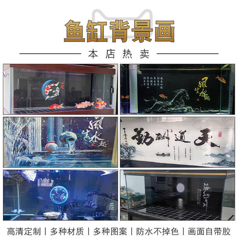 鱼缸背景贴纸3D立体5D风生水起