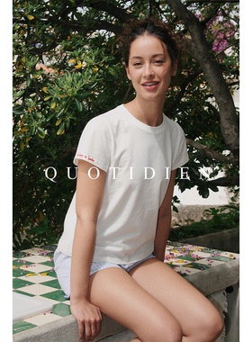 QUOTIDIEN｜阿尔勒微光｜轻奢灵地思羊毛长绒棉桑蚕丝刺绣圆领T恤