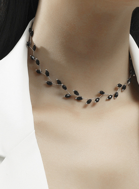 韩国超仙水晶choker新款珍珠项链2021网红短款颈链气质锁骨链女潮