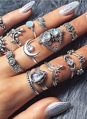 European American flowers 14pcs joint finger rings 欧美戒指