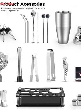 Bartender Kit, Boston Cocktail Shaker Set With Acrylic Stand